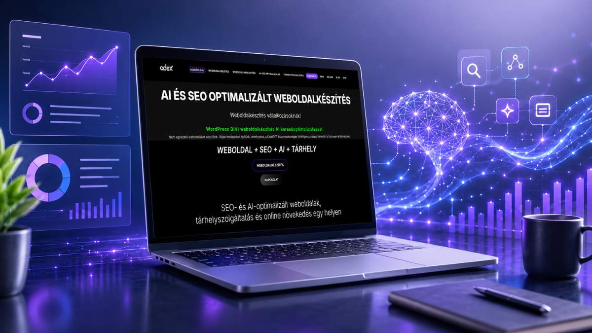 AI SEO szemléletű weboldalkészítés vállalkozásoknak, modern WordPress weboldal optimalizálással