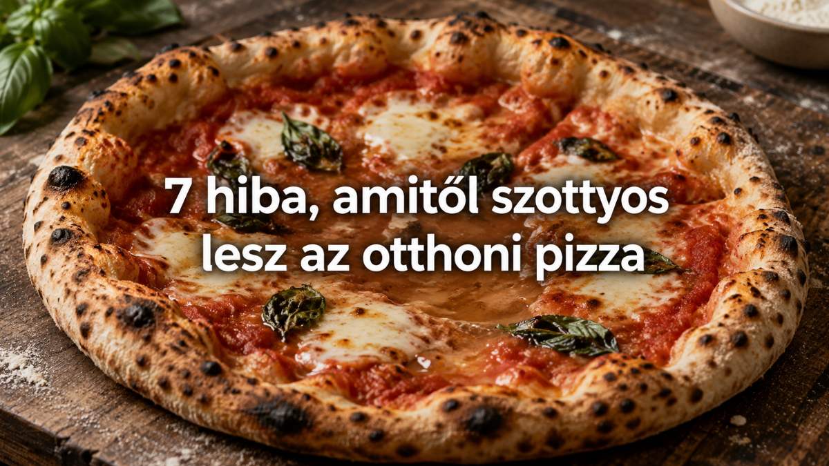 Elázott közepű nápolyi pizza az asztalon, amely bemutatja, miért lesz szottyos az otthoni pizza.